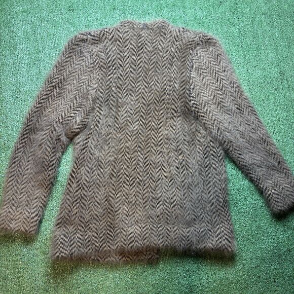 Vintage DELAWARE STREET Avant Garde FOX Fur CASHMERE Cable Knit Jacket USA SZ S - Picture 6 of 7